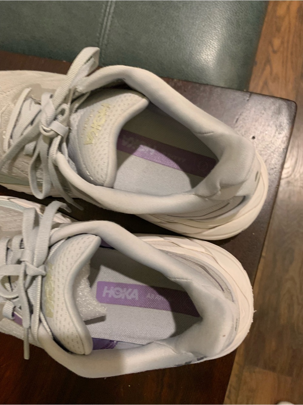 Hoka Women's Light Gray Athletic Shoes with Lavender Accents - Picture 4 of 9
